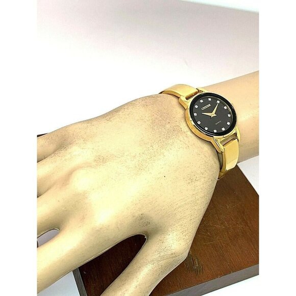 Citizen Women's Watch EZ6372-69E Quartz 26mm Black Dial Gold Tone Steel - Picture 4 of 13